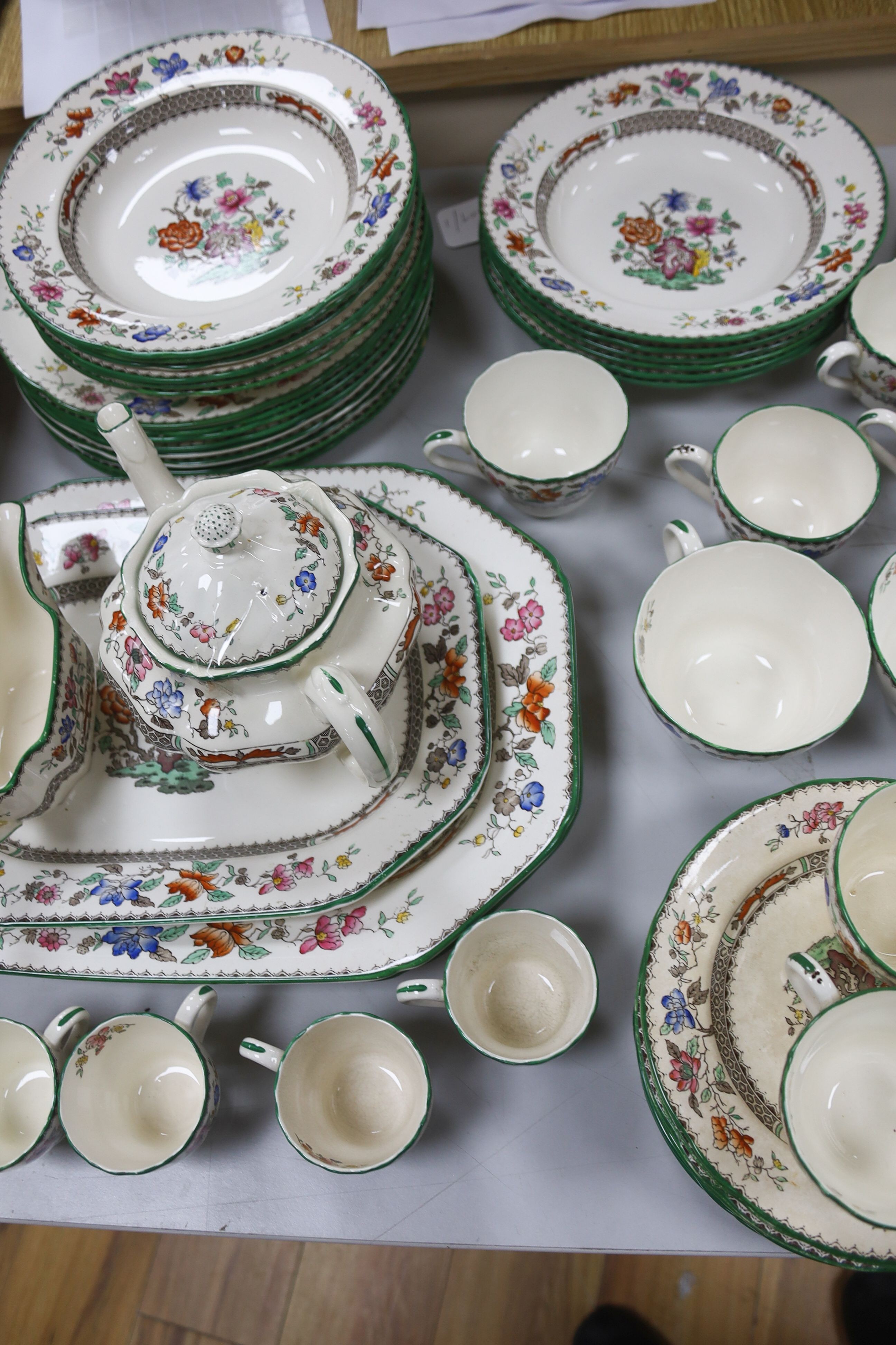 A Spode Chinese rose part dinner and tea service